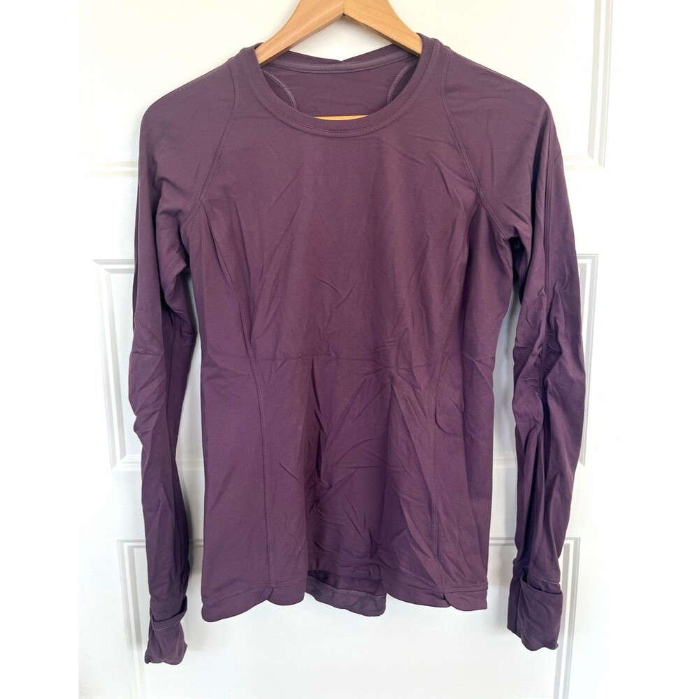 Lululemon Crewneck Activewear Top Plum Mauve Long Sleeve With Thumbholes
